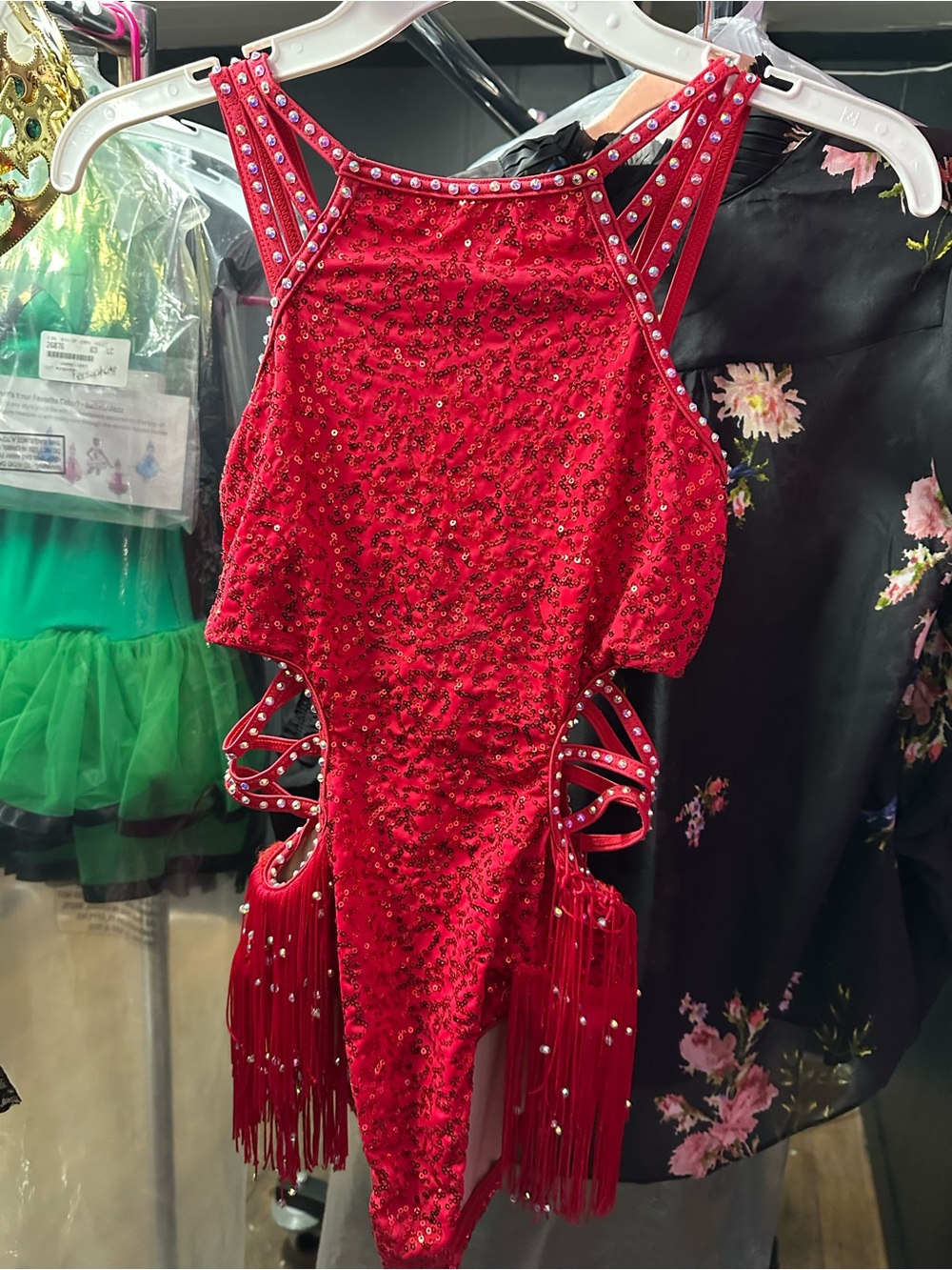 Weissman Red Sequin Fringe Dance Costume